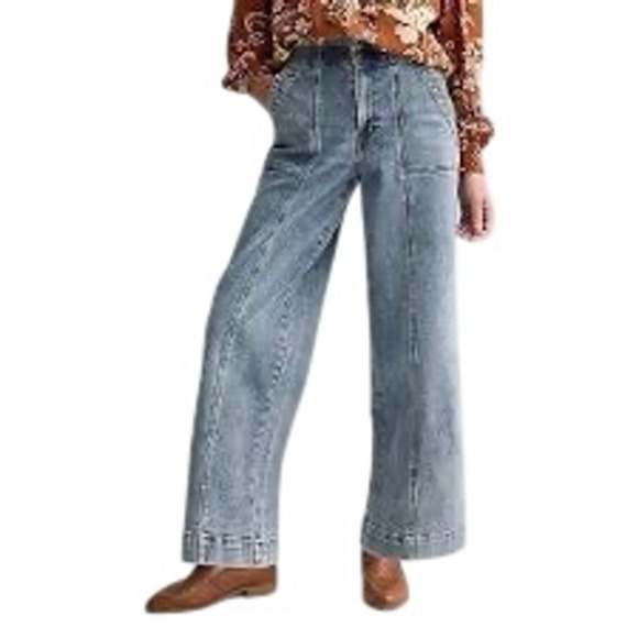 Farmers Market Denim - Farmers Market Wide Leg Cropped Jeans Womens Size 4 High Rise Button Fly